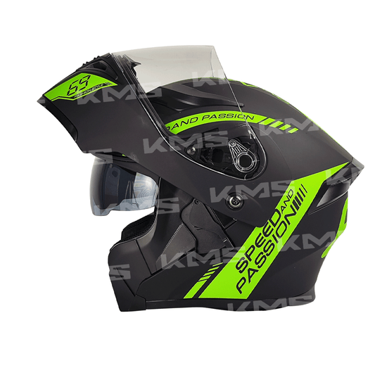 CASCO MODULAR NEGRO/VERDE SPEED WLT169 DOBLE VISERA DOT HS2 KMS "XL"