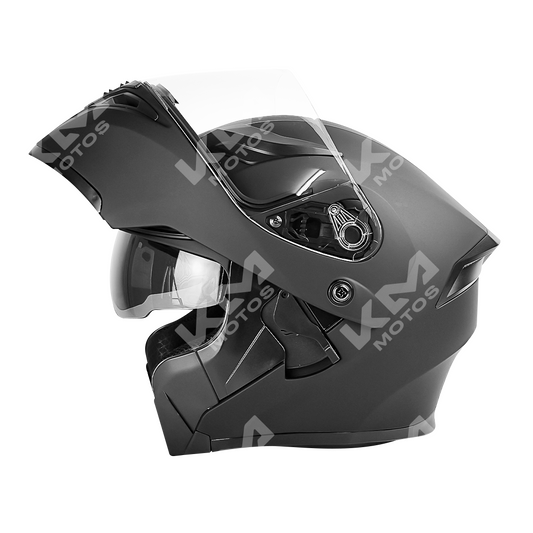 CASCO MODULAR NEGRO MATE SOLID WLT169 DOBLE VISERA DOT HS2 KMS "XL"