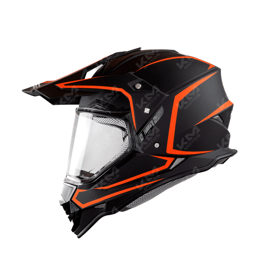 CASCO CROSS NEGRO/ROJO LINE SOLID DOT + VISERA WLT129 HS2 "L" - KMMOTOSHN