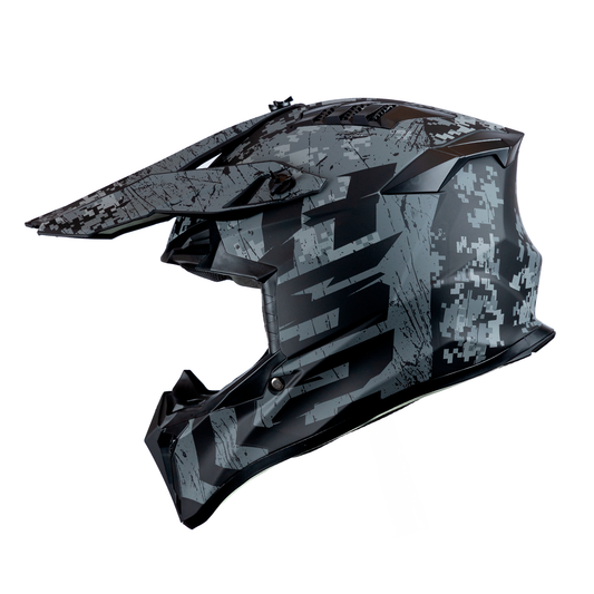 CASCO CROSS NEGRO MATE CAMUFLAJE WLT127 HS2 "XL" - KMMOTOSHN