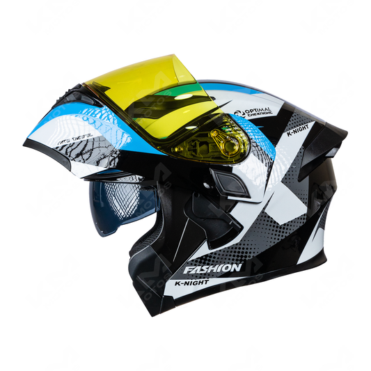 CASCO MODULAR FASHION AZUL WLT169 DOBLE VISERA CON LED DOT HS2 KMS "XL"