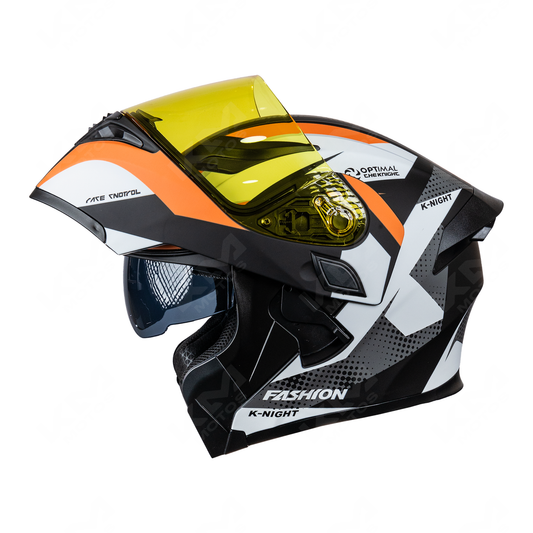 CASCO MODULAR FASHION NARANJA WLT169 DOBLE VISERA CON LED DOT HS2 KMS "XL"