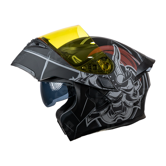 CASCO MODULAR SAMURAY WLT169 DOBLE VISERA CON LED DOT HS2 KMS "L"