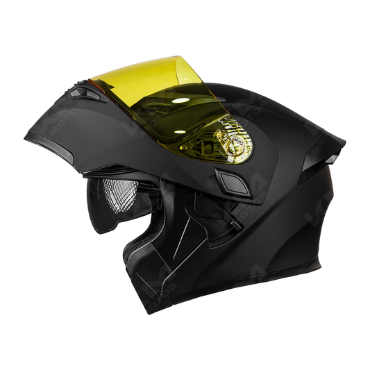CASCO MODULAR NEGRO MATE CLASIC WLT169 DOBLE VISERA CON LED DOT HS2 KMS "L"