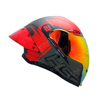 CASCO CERRADO #3 ROJO/GRIS MATE WLT109 HS2 D.V. VISERA DORADA "S"
