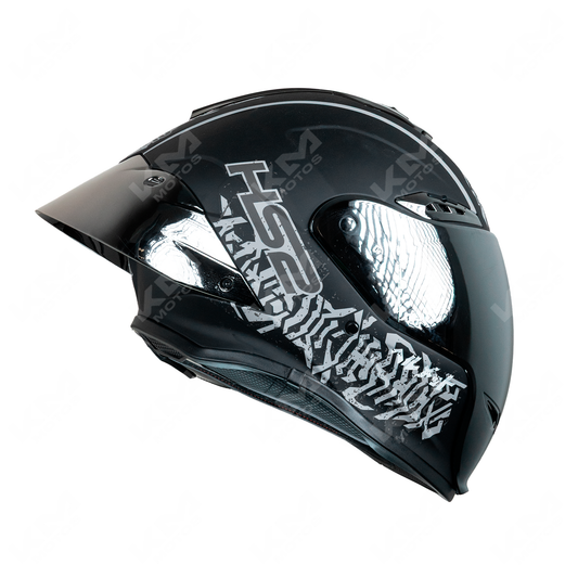 CASCO CERRADO #3 NEGRO/GRIS MATE SAMURAY WLT109 HS2 D.V. VISERA CROMADA "S" - KMMOTOSHN