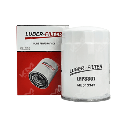Filtro de aceite enroscable Mitsubishi Heavy Duty de KM Motos, muestra el filtro robusto y de alta calidad para vehículos pesados.
