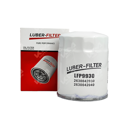 Filtro de aceite enroscable para Hyundai Porter y Kia Bongo, marca KM Motos, visible en la imagen.