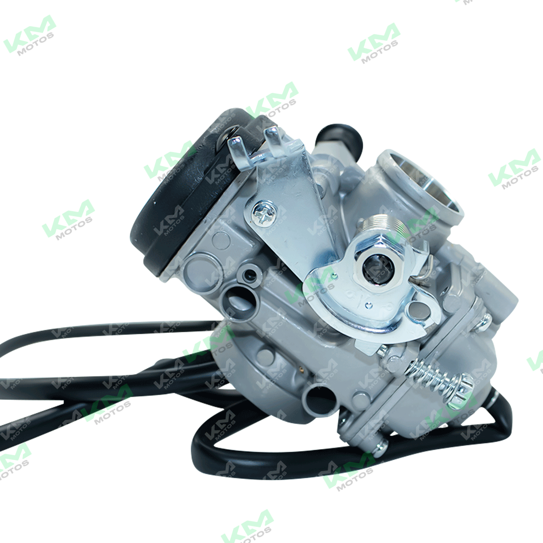 Carburador Sensei universal para YBR125 y CRUX110, componente de motor con cuerpo metálico y conexiones para carburación.