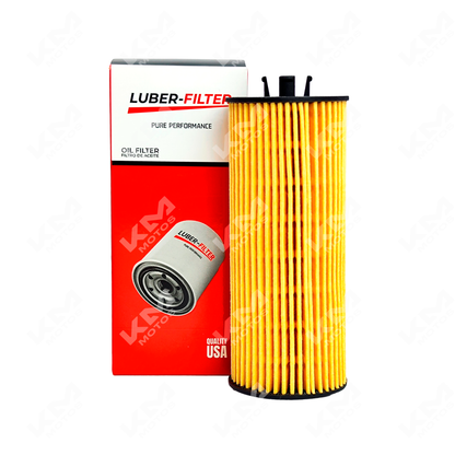 Filtro de aceite de elemento para Jeep Grand Cherokee, Wrangler y RAM 1500 de la marca KM Motos, muestra el filtro y su empaque.