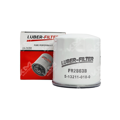 Filtro de aceite enroscable para ISUZU 2.8 de la marca KM Motos, mostrando el filtro y sus detalles en la imagen.
