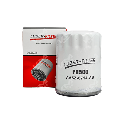 Filtro de aceite enroscable para motores Ford 4 cilindros, marca KM Motos, mostrando el filtro y su conexión.