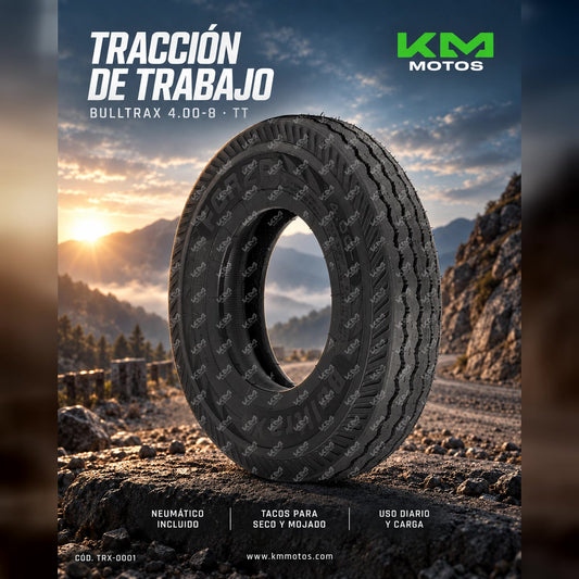 LLANTA BULLTRAX 4.00-8 TT + NEUMATICO — TRX-0001 | KM Motos