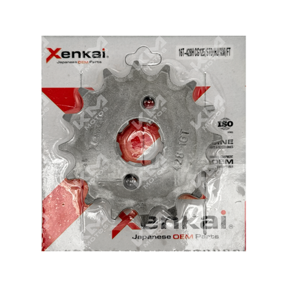 Rueda dentada de 16 dientes para motos XENKAI CG125/STD/HJ/XM, cadena 428H, parte del engranaje de transmisión.