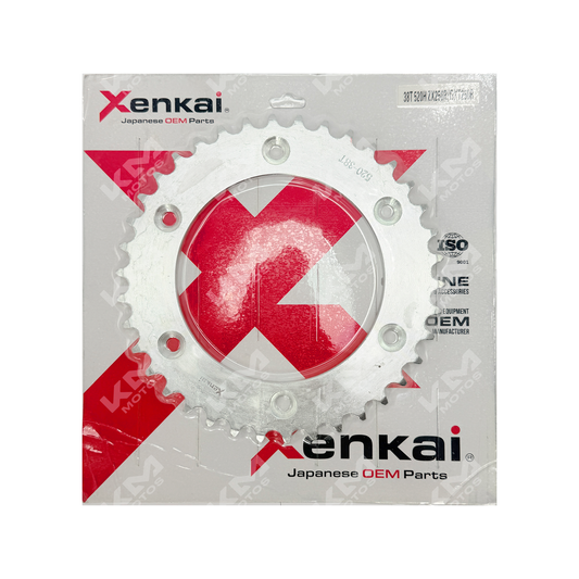 Kit de tracción XENKAI CATARINA 38T/520H para ZX250R/GXT250R, resistente y compatible con motos de alta rendimiento.