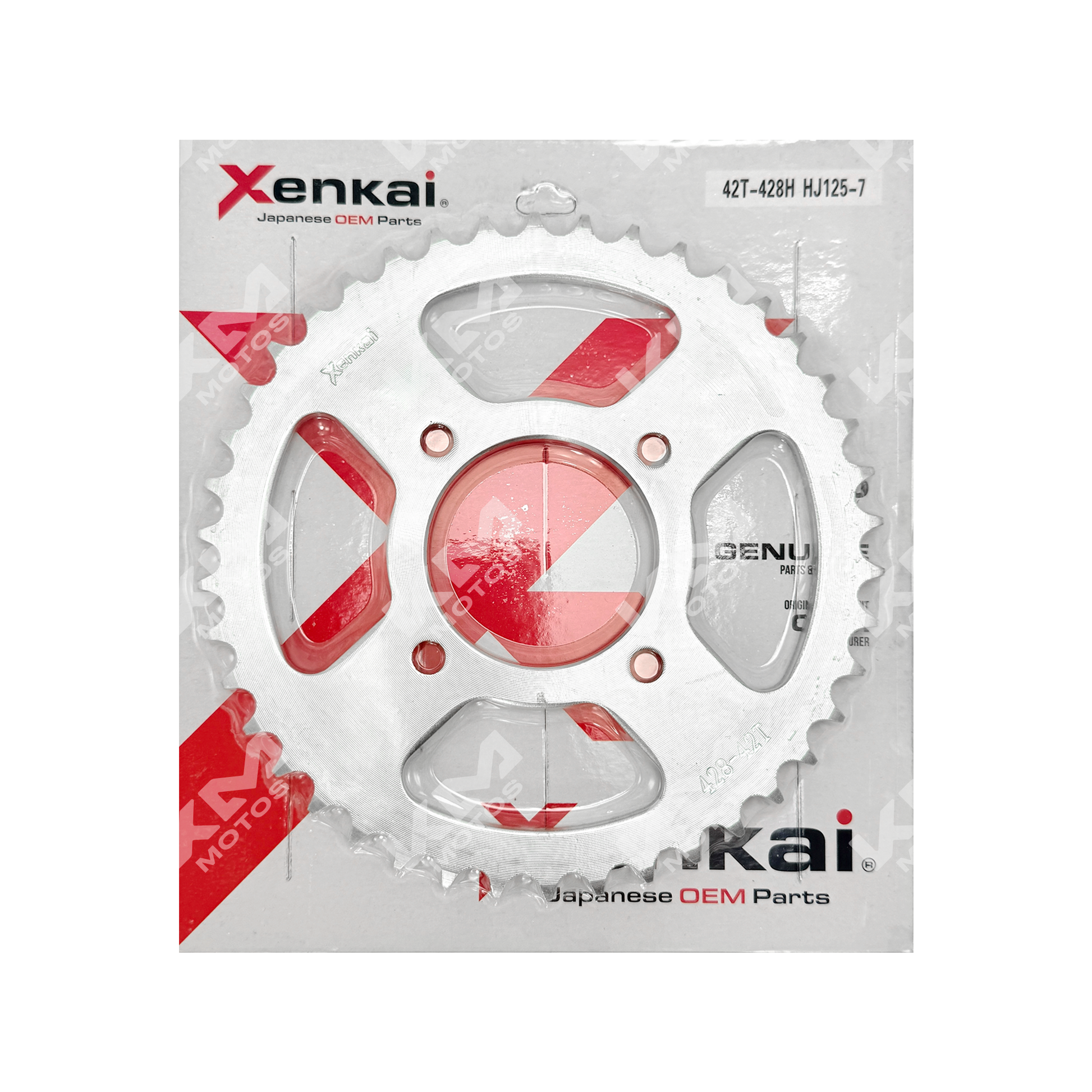 Catarina XENKAI modelo CATARINA 42T/428H para motocicleta, con detalles de la pieza en la imagen.