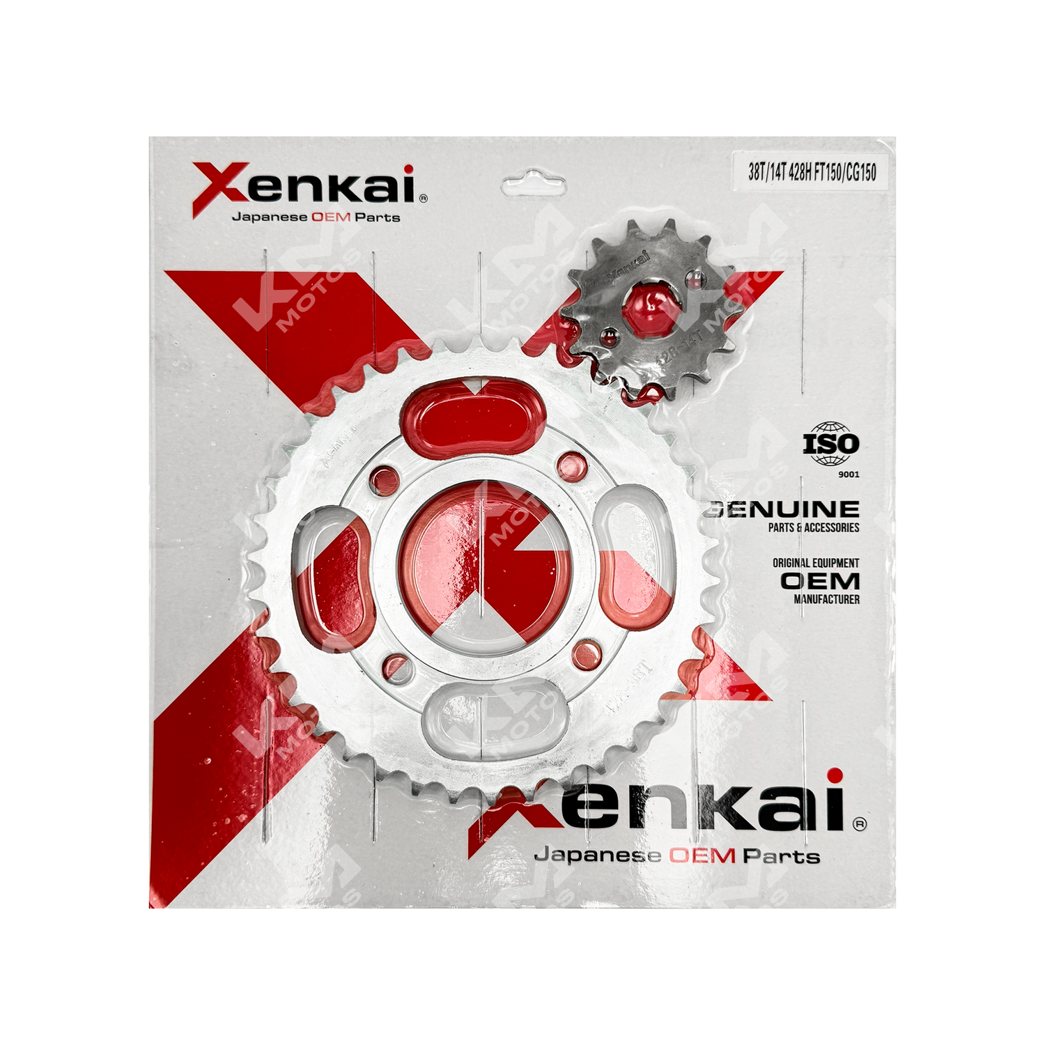 Kit de tracción XENKAI para motos CG150/FT150, incluye 38T y 14T bujes, componentes de alta calidad para reparación y mantenimiento