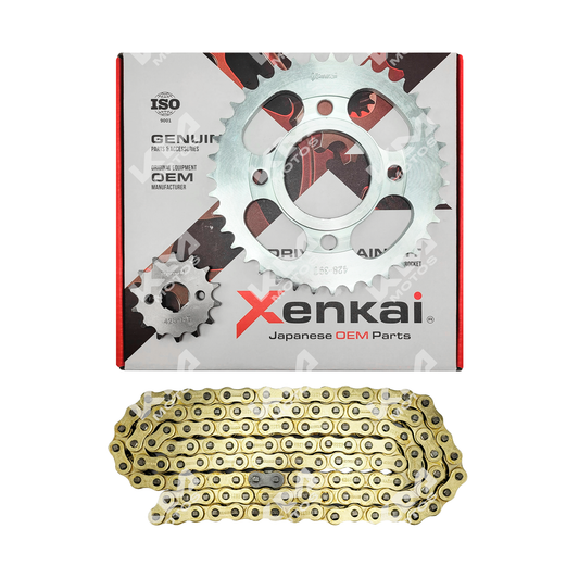 KIT DE TRACCION 39T/14T-428H FT150/CG150 DE BUJES CADENA DORADA XENKAI