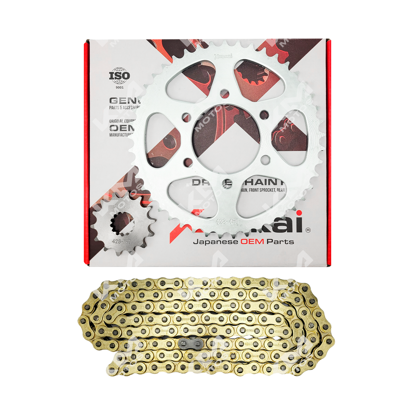 KIT DE TRACCION 45T/14T-428H GXT200/KMF200 CADENA DORADA XENKAI