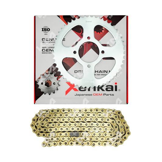 KIT DE TRACCION 50T/15T-428H HJ125-7/HJ150-9/TX200/XM200 CADENA DORADA XENKAI