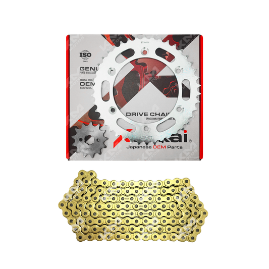 Kit de tracción XENKAI 42T/13T para motos ZX150L, cadena dorada 520H-118L, resistente y de alta calidad.