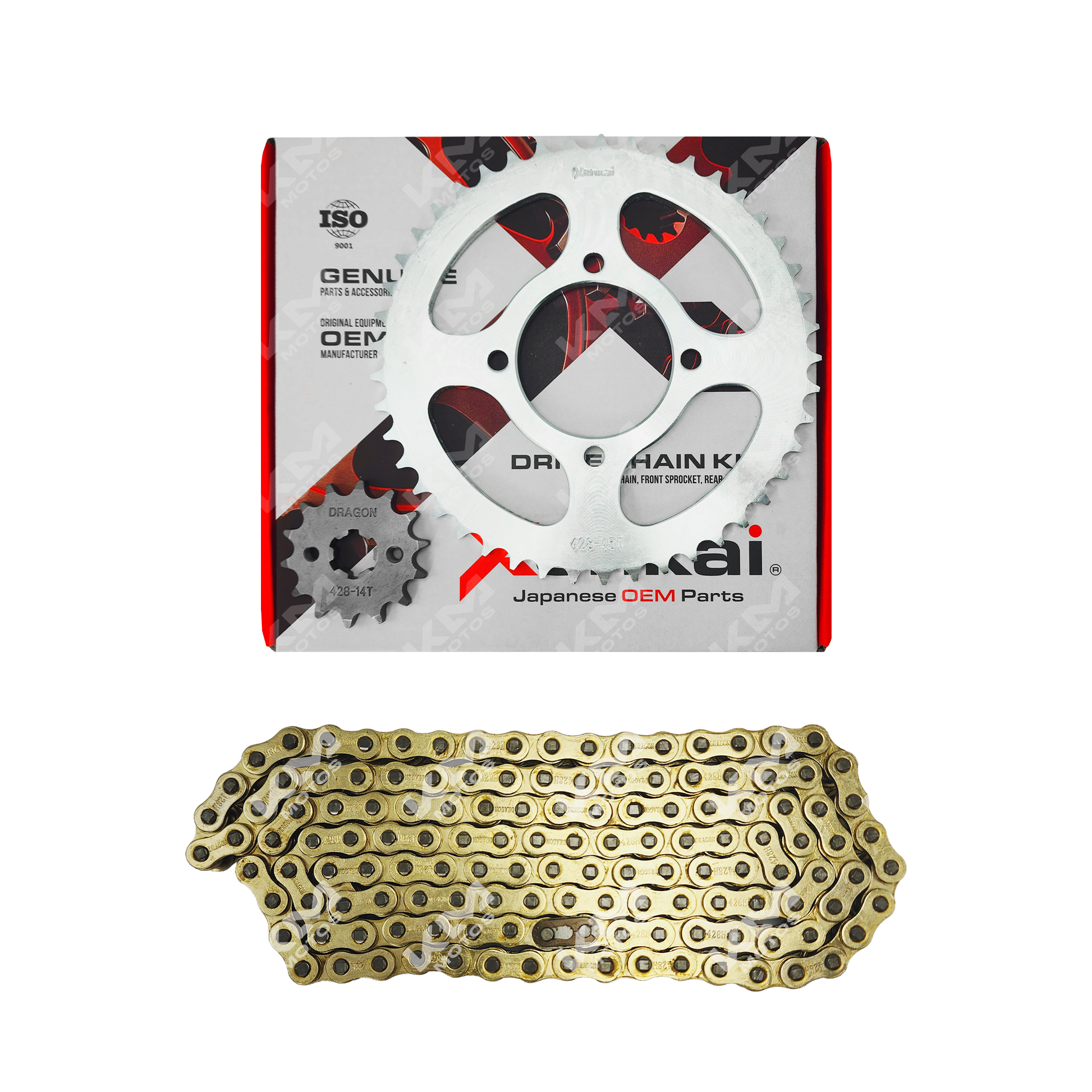 Kit de tracción XENKAI para YBR125, cadena dorada de 45T/14T-428H-136L, resistente y de alta calidad.