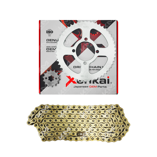 Cadena de arrastre XENKAI para motocicleta XTZ125, kit de tracción dorado de 50T/14T con engranaje 428H-136L, resistente y duradera.