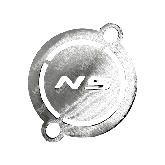 Tapón de protección de tapa de filtro de aceite para NS200 de KM Motos, muestra la pieza en color negro con detalles metálicos