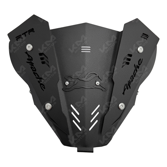 Visera de metal Apache negro para casco KTM Motos, compatible con modelos 160/200 RTR, protección y estilo para motociclistas.
