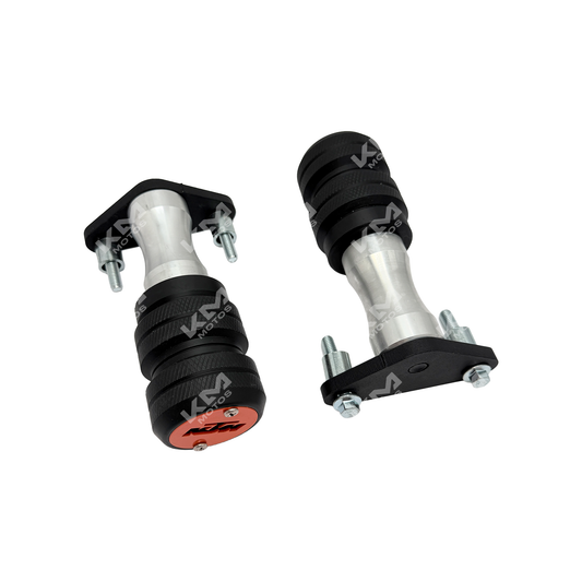 Protectores deslizantes para KTM Duke 250 de KM Motos, accesorios de plástico negro para protección y estilo.