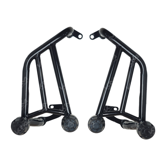 Defensa italiana para motocicleta Italika 250Z, fabricada por KM Motos, de color negro y resistente a impactos.