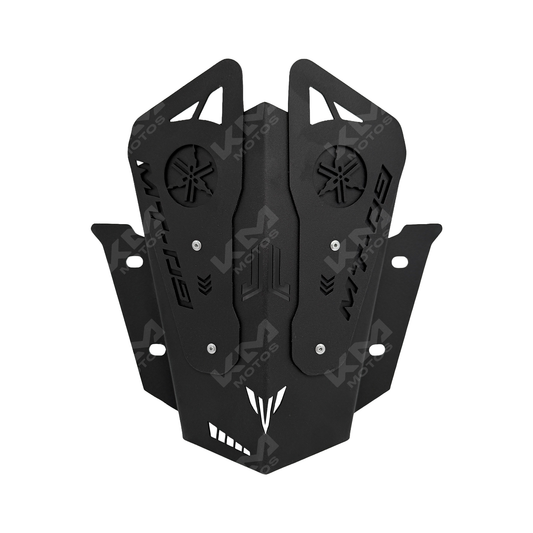 Visera de metal para Yamaha MT 09, compatible con modelos KM Motos, en acabado resistente y duradero, visible en la imagen.