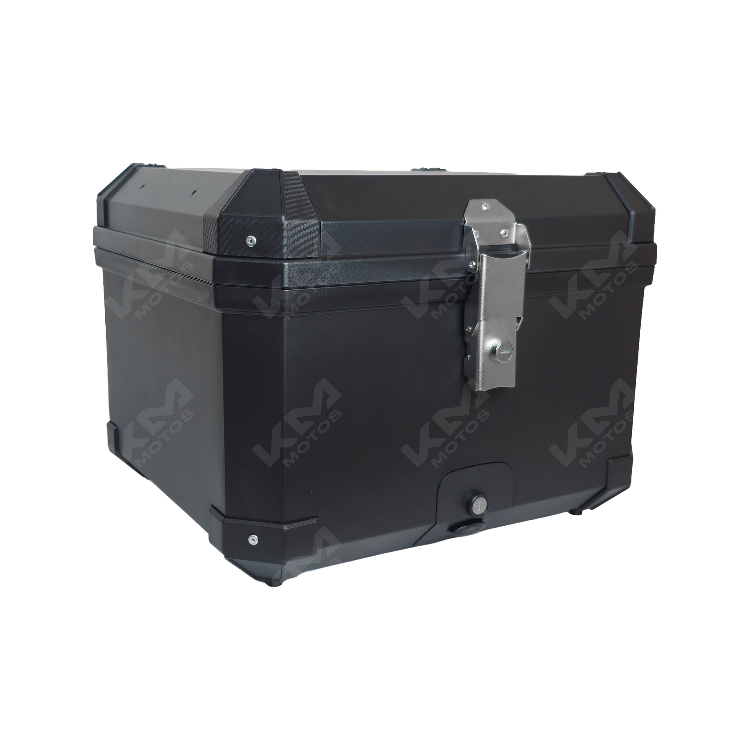 Maleta caja cuadrada negra de 57L de XPRO con forro y respaldo, resistente y espaciosa para viajes.