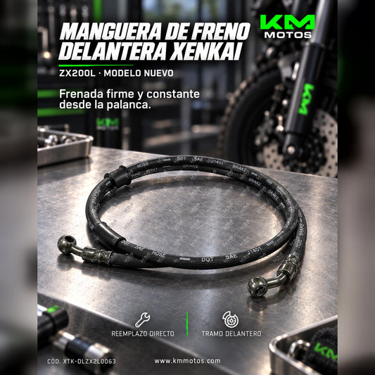 MANGUERA DE FRENO DELANTERA ZX200L M.N XENKAI — XTK-DLZX2L0063 | KM Motos