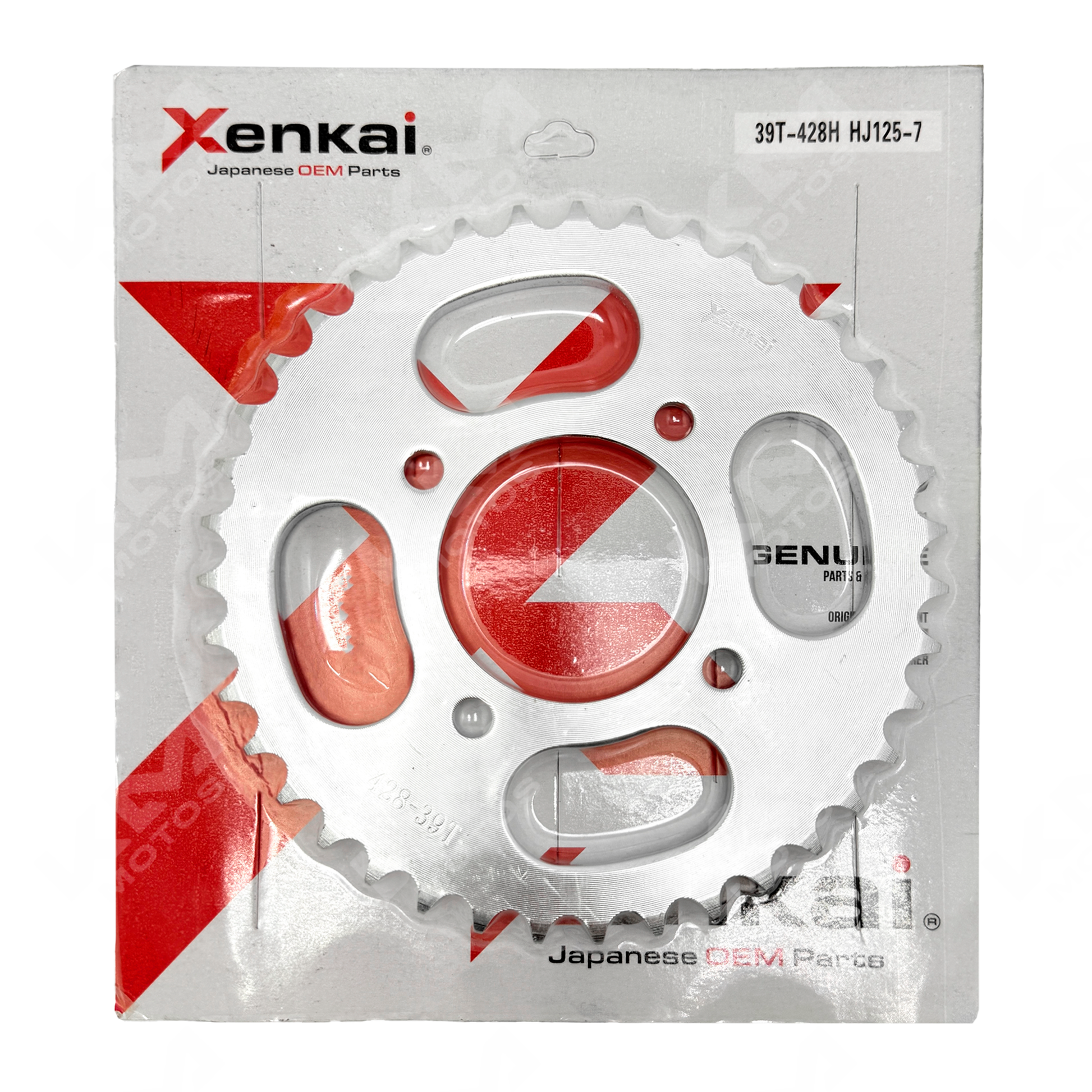 Catarina XENKAI CATARINA 39T/428H HJ125-7, pieza de protección para motocicleta, en color negro con detalles metálicos