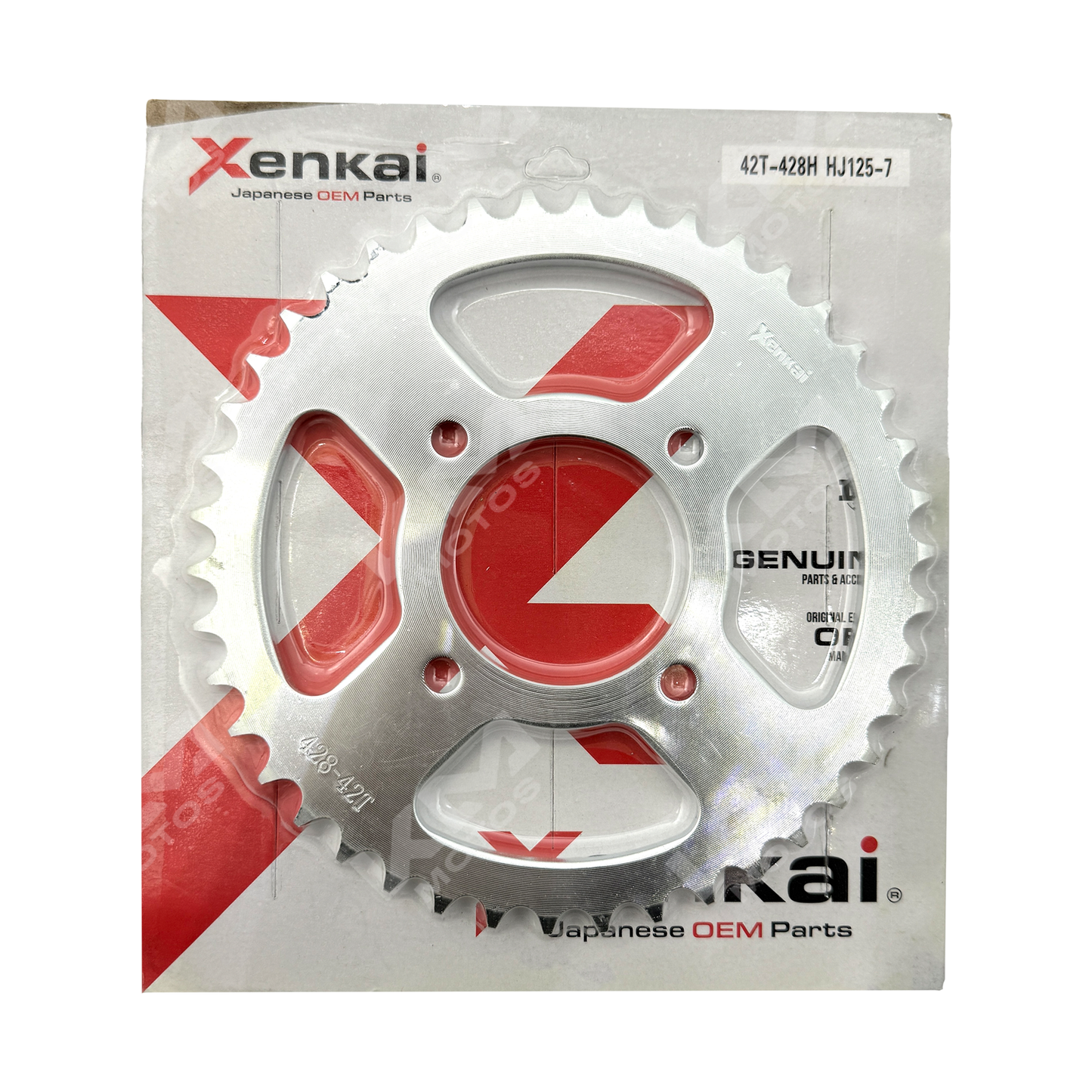 Catarina XENKAI CATARINA 42T/428H HJ125-7, pieza de repuesto para motocicleta, en color negro con detalles metálicos visibles