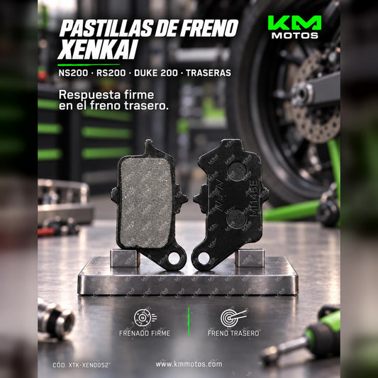 PASTILLA DE FRENO NS200/RS200/DUKE200 TRASERA XENKAI — XTK-XEN0052 | KM Motos
