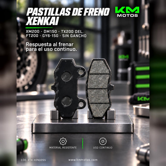 PASTILLAS DE FRENO XM200/DM150/TX200DEL/FT200/GY6-150/DM150 SIN GANCHO XENKAI — XTK-XEN0055 | KM Motos