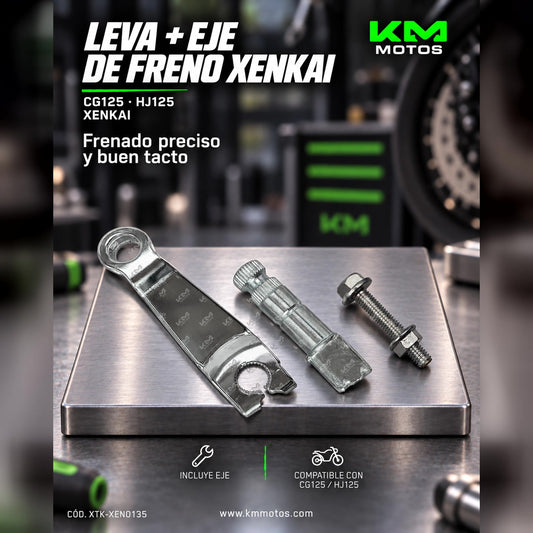 Leva de freno y eje para motocicleta CG125 y HJ125 de la marca XENKAI, en color negro, con detalles visibles en la imagen.