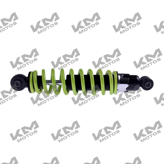 Amortiguador trasero verde lima para ATV Italika 150 con reversa, parte del sistema de suspensión original.