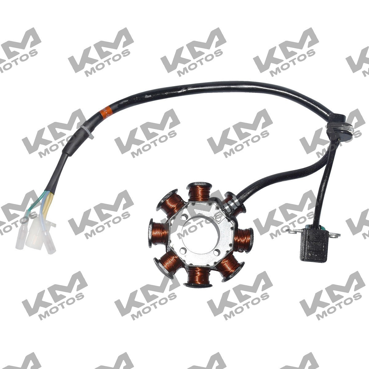 Estator de 8 bobinas para sistema eléctrico de motocicleta Italika FT150 HD, pieza original con componentes visibles en la imagen.
