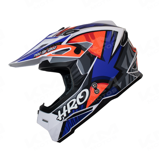 Casco Tipo Cross HRO Blanco/Azul DRIPS MX03 L - KMMOTOSHN