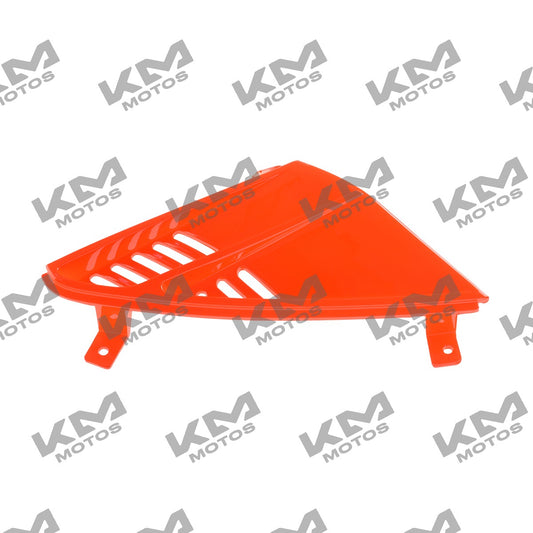 Ventilación derecha naranja para motocicleta Italika DS150, pieza original F13011286, con rejilla de ventilación en color naranja