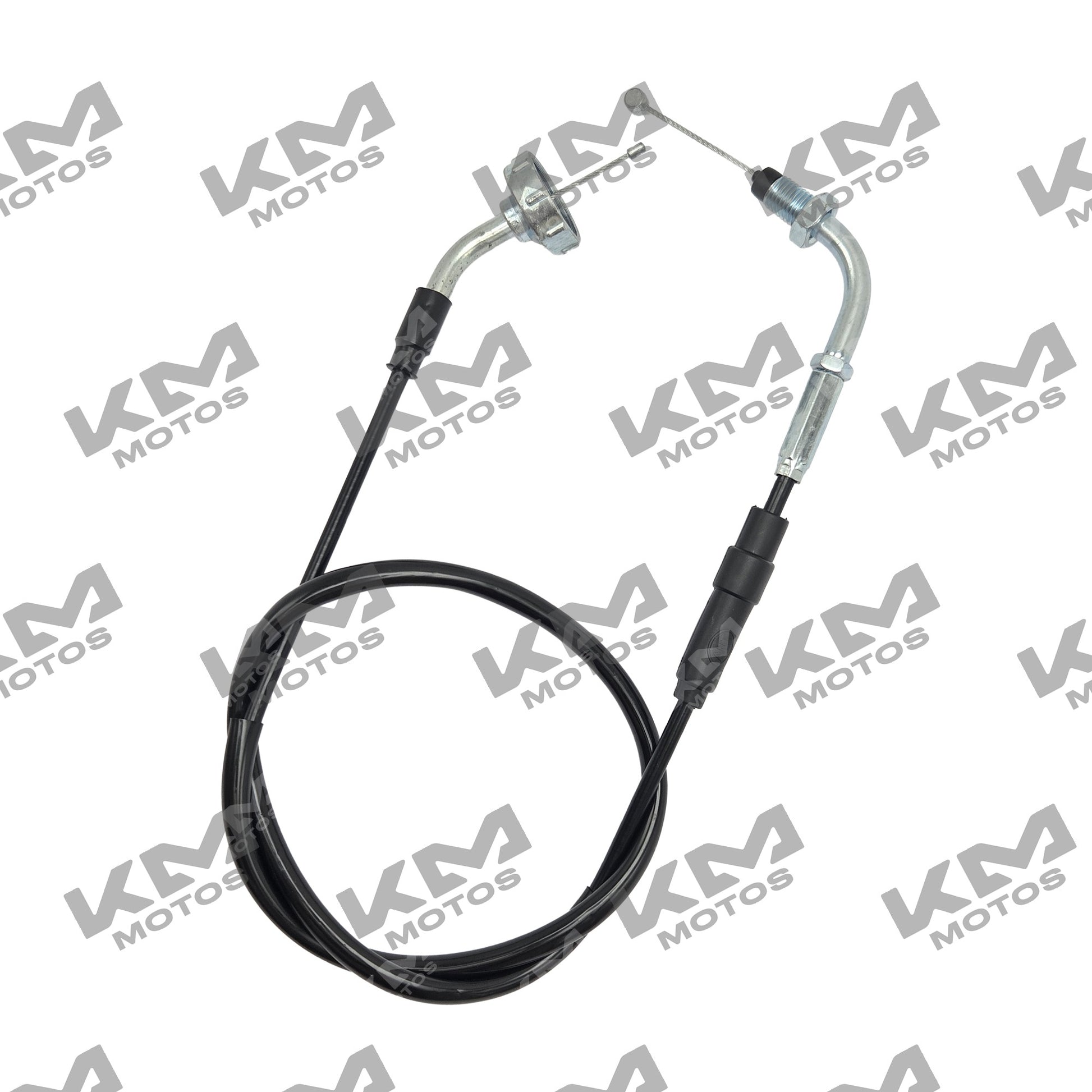 Cable de acelerador KMS Crux110 Rev-4 M.N KMS, muestra el cable de alta calidad y su conexión en un entorno mecánico.