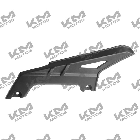 Sistema de chasis para motocicleta Italika DM150 en color negro, parte del guarda cadena original F02030317.