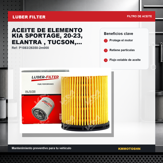 Filtro de aceite de elemento para Kia Sportage, Elantra, Tucson y Santa Fe 1.6 de KM Motos, para modelos 2021-2025.