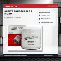 FILTRO DE ACEITE ENROSCABLE Â ISUZU