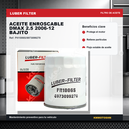 Filtro de aceite enroscable KM Motos DMAX 2.5 2006-2012, filtro de aceite bajito para vehículos de gasolina