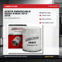 FILTRO DE ACEITE ENROSCABLE ISUZU D-MAX 2013 - 2018