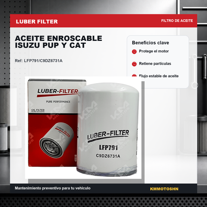 Filtro de aceite enroscable Heavy Duty KM Motos para CAT y Ford HD, compatible con Isuzu PUP, resistente y de alta calidad